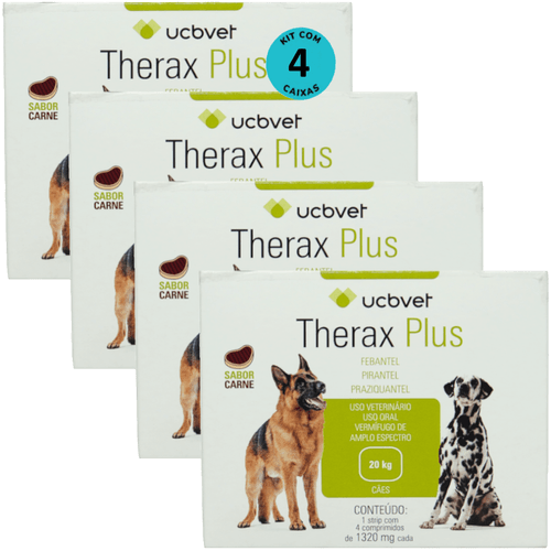 Therax Plus 1320mg Com 4 comprimidos Vermífugo UCBVET Kit Com 4